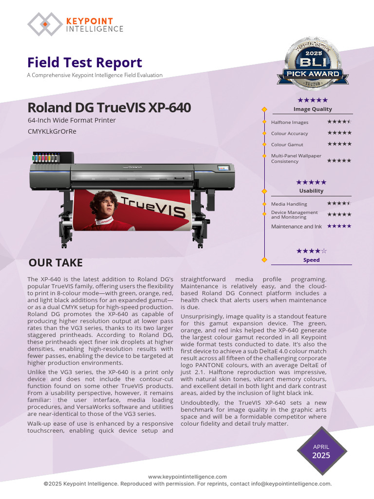 Roland DG TrueVIS XP-640 Review | PDF | Color | Printer (Computing)