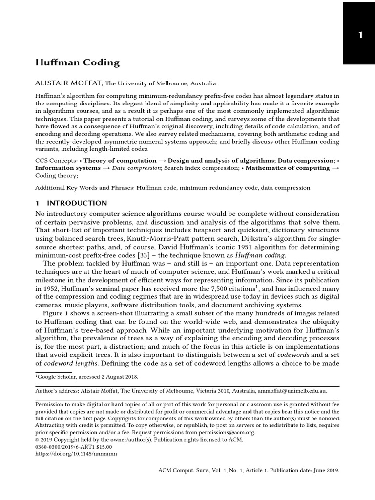 Huffman Coding Tutorial and Survey | PDF | Computer Programming ...
