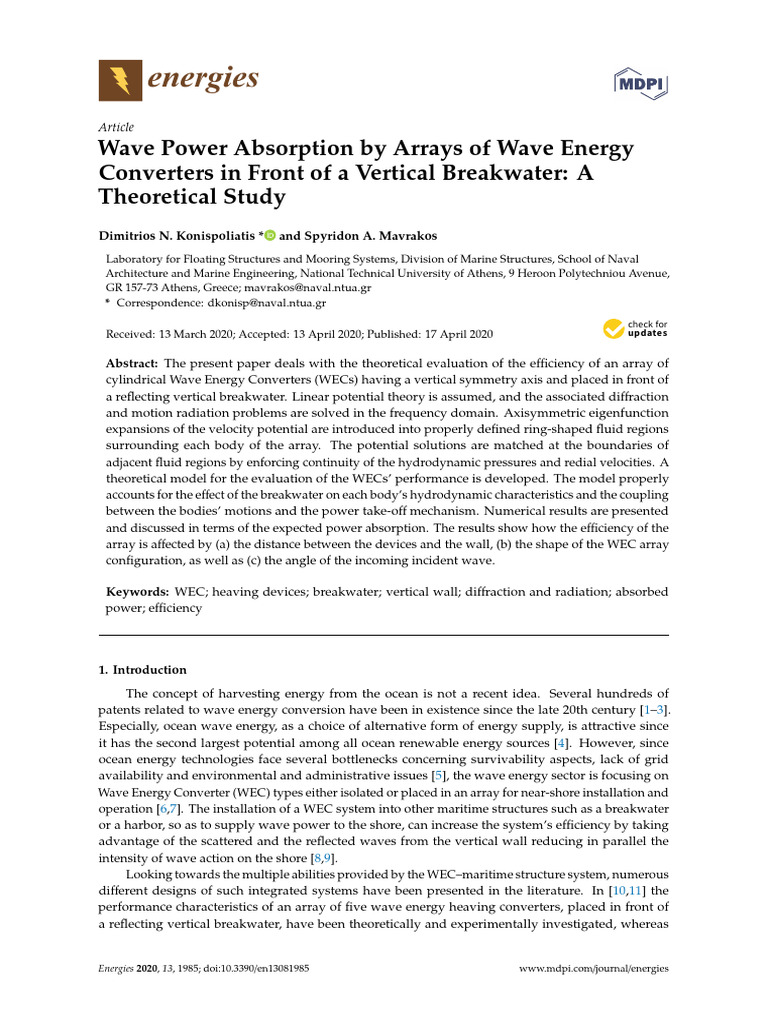 Wave Energy Converter Efficiency Study | PDF | Coordinate System | Waves