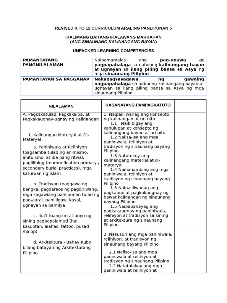 AP 5 Unpacked LCs Quarters 2 and 4 | PDF