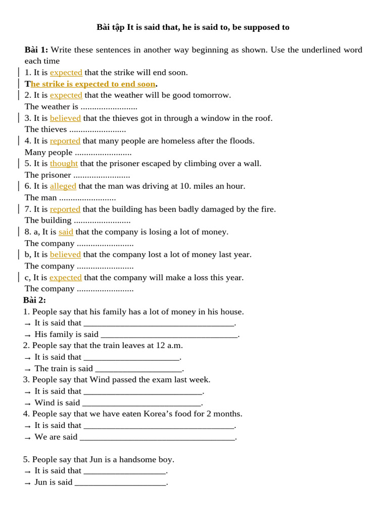 Exercises on 