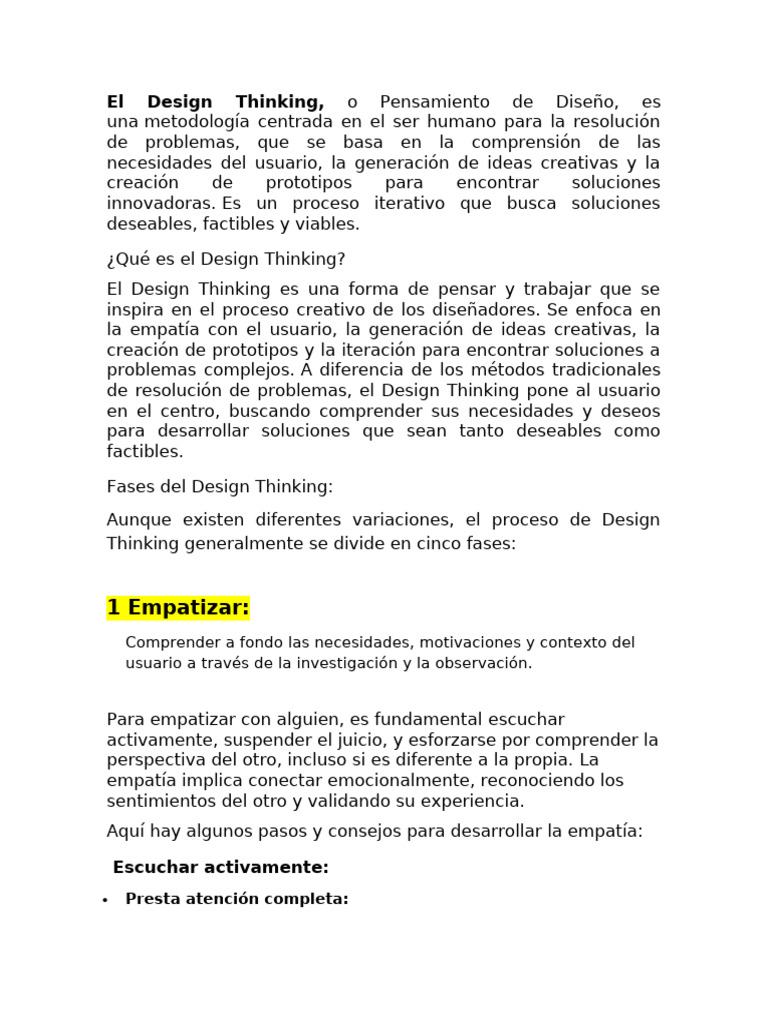 El Design Thinking | PDF | El pensamiento de diseño | Empatía