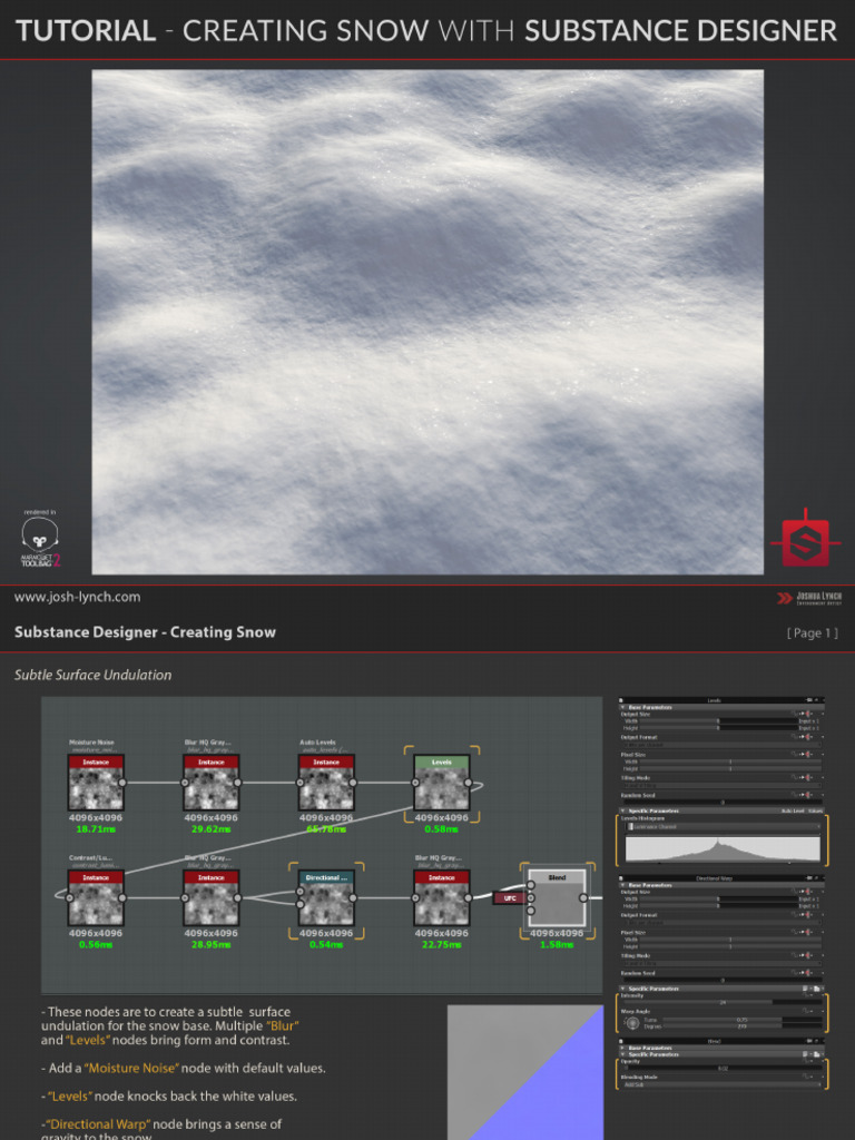 Tutorial Creating Snow With Substance Designer Josh Lynch | PDF