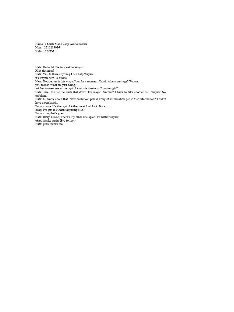 Phone Conversation Transcript | PDF
