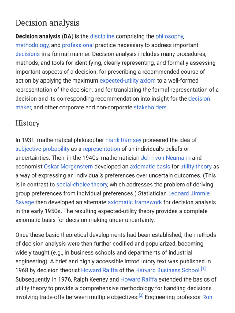Overview of Decision Analysis Methods | PDF | Decision Making | Methodology