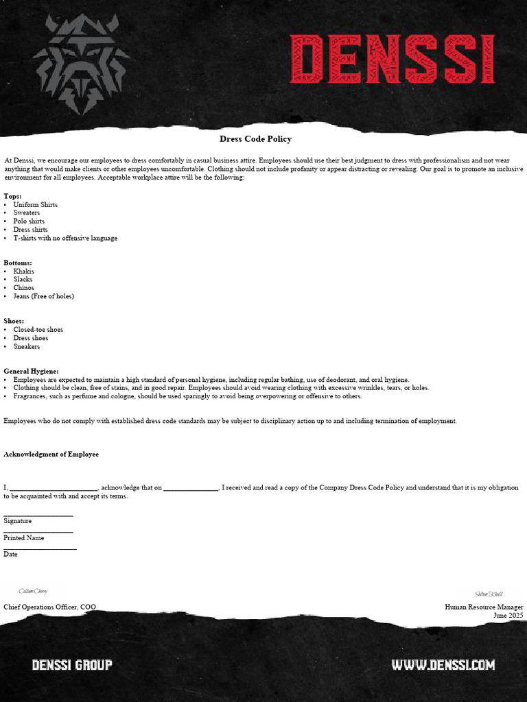 Denssi Dress Code Policy Guidelines | PDF