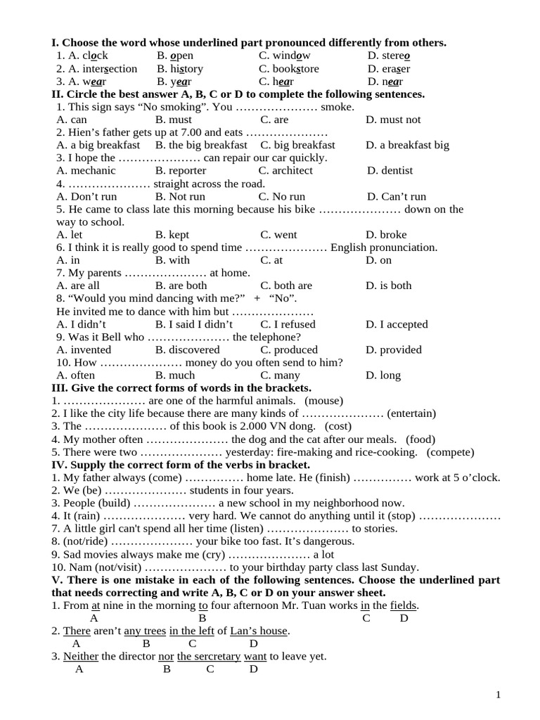 English Language Practice Exercises | PDF