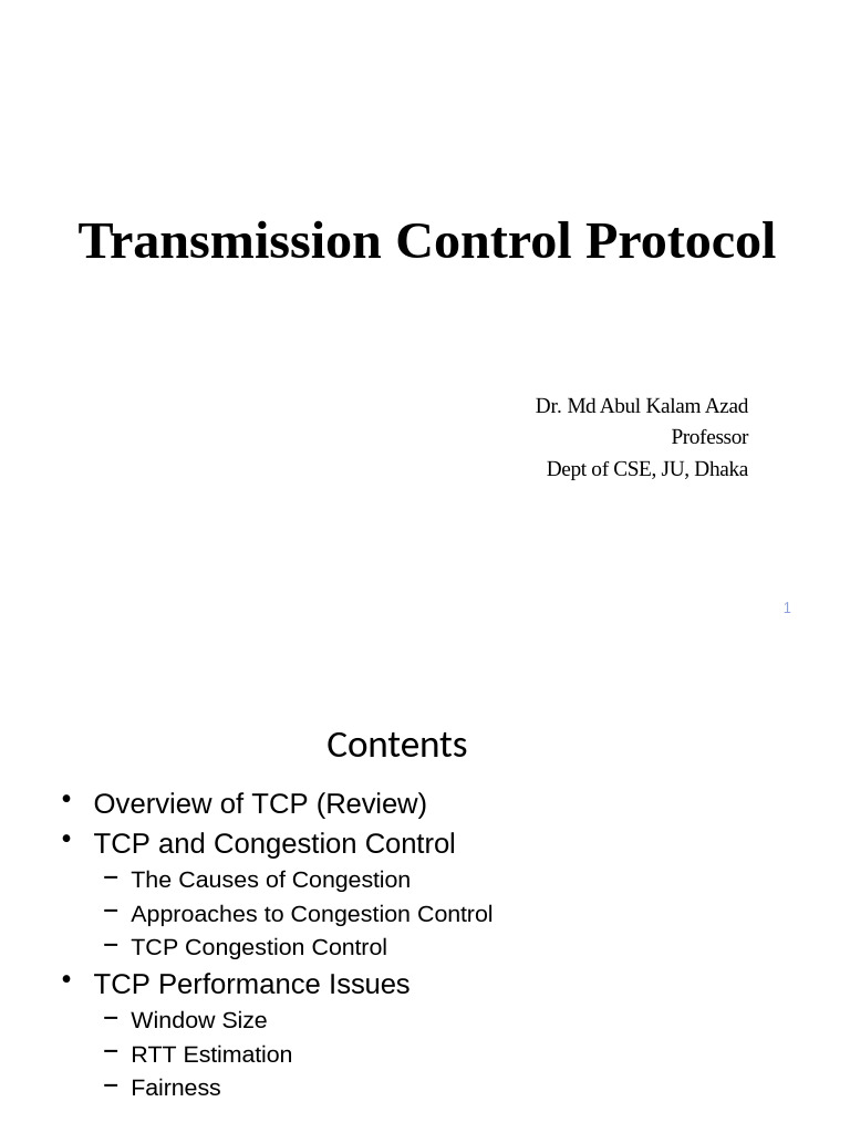 Lecture 4 Transmission Control Protocol | PDF | Transmission Control ...