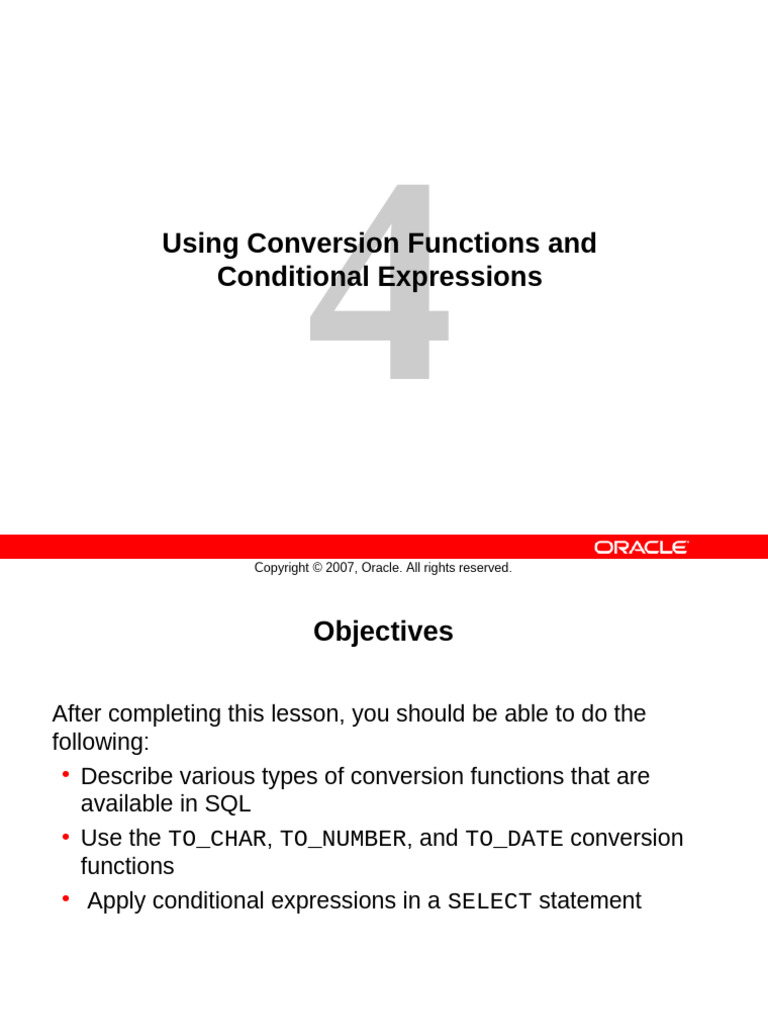 SQL Conversion Functions Guide | PDF | Data Type | Function (Mathematics)