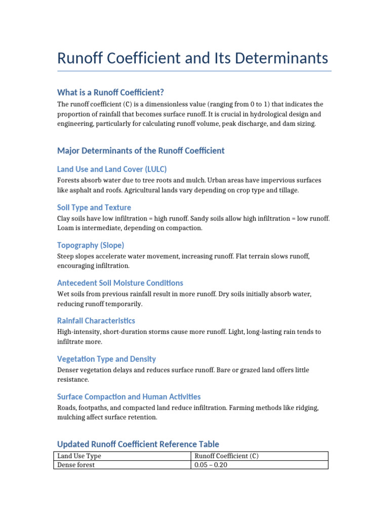 Understanding Runoff Coefficient Factors | PDF | Surface Runoff ...