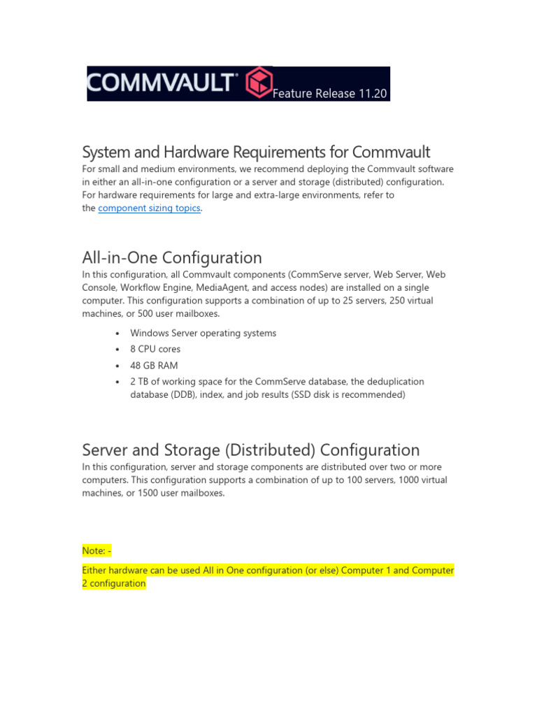 Commvault 11.20 System Requirements | PDF | Microsoft Sql Server ...