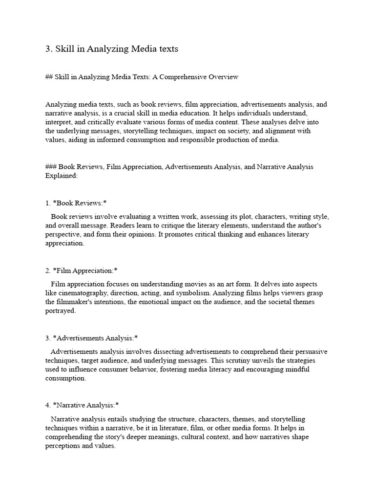 Analyzing Media Texts for Critical Insight | PDF | Narrative | Critical ...