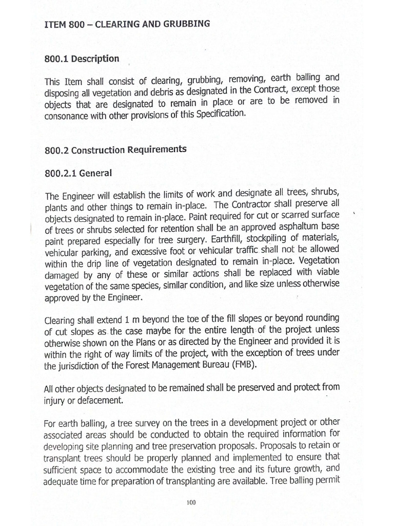 Item 800 - Clearing and Grubbing | PDF