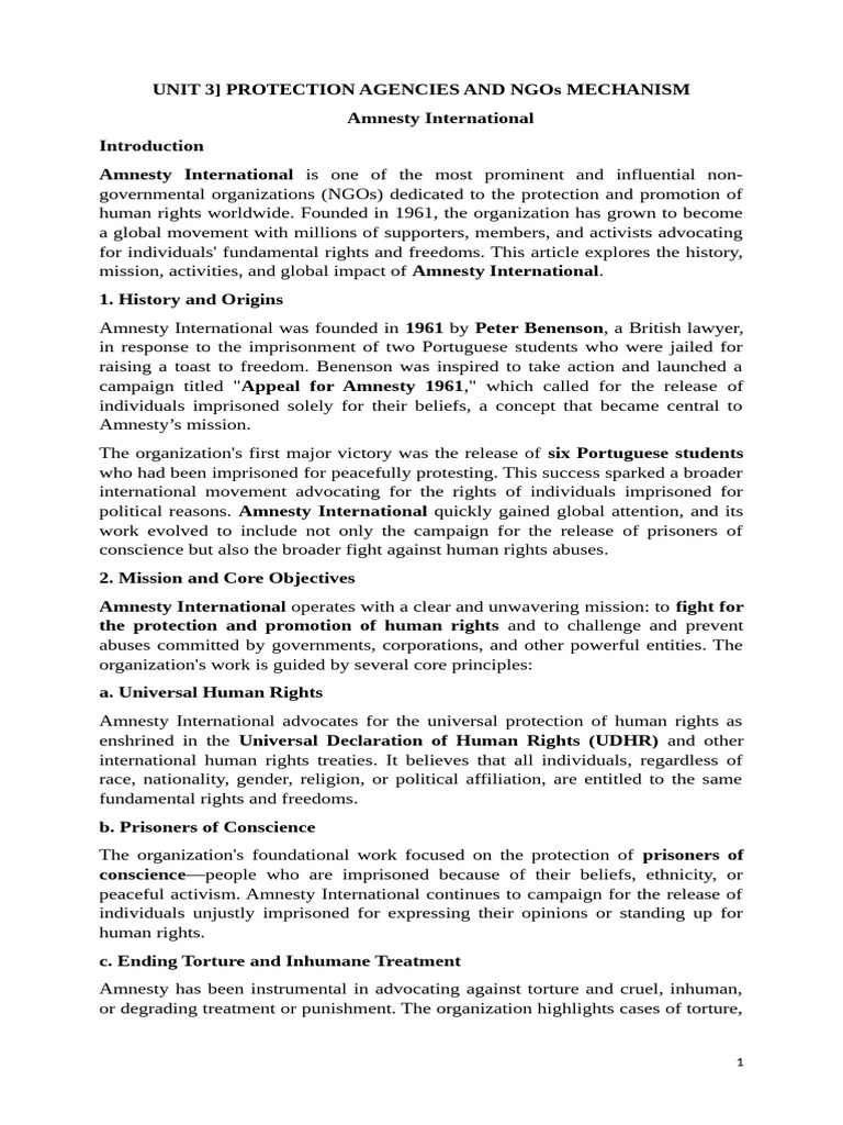 Protection Agencies and Ngos | PDF | International Labour Organization ...