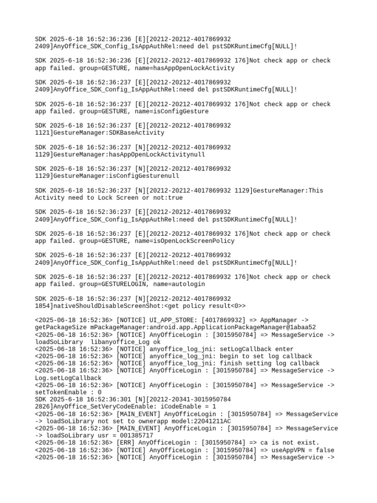 AnyOffice SDK Initialization Logs | PDF | Network Socket | Computer Science