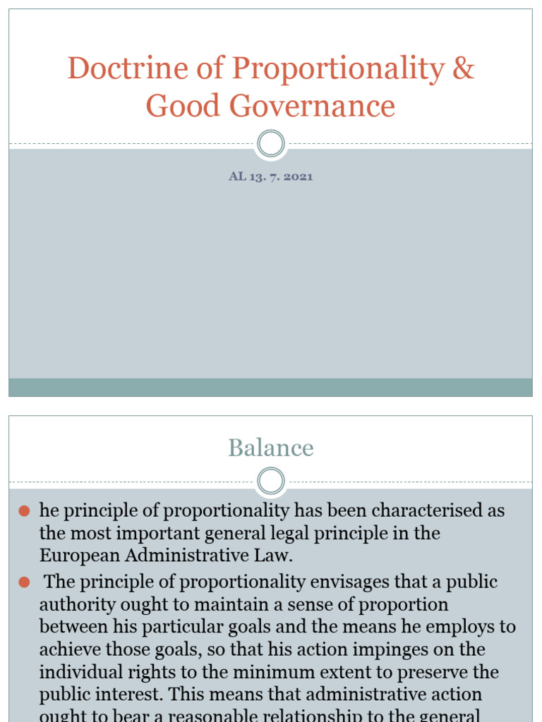 Proportionality and Good Governance in Law | PDF | Legislature | Justice
