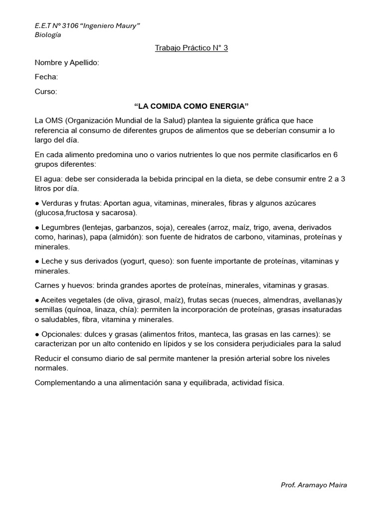 Trabajo Práctico N ° 3 | PDF | Alimentos | Fruta