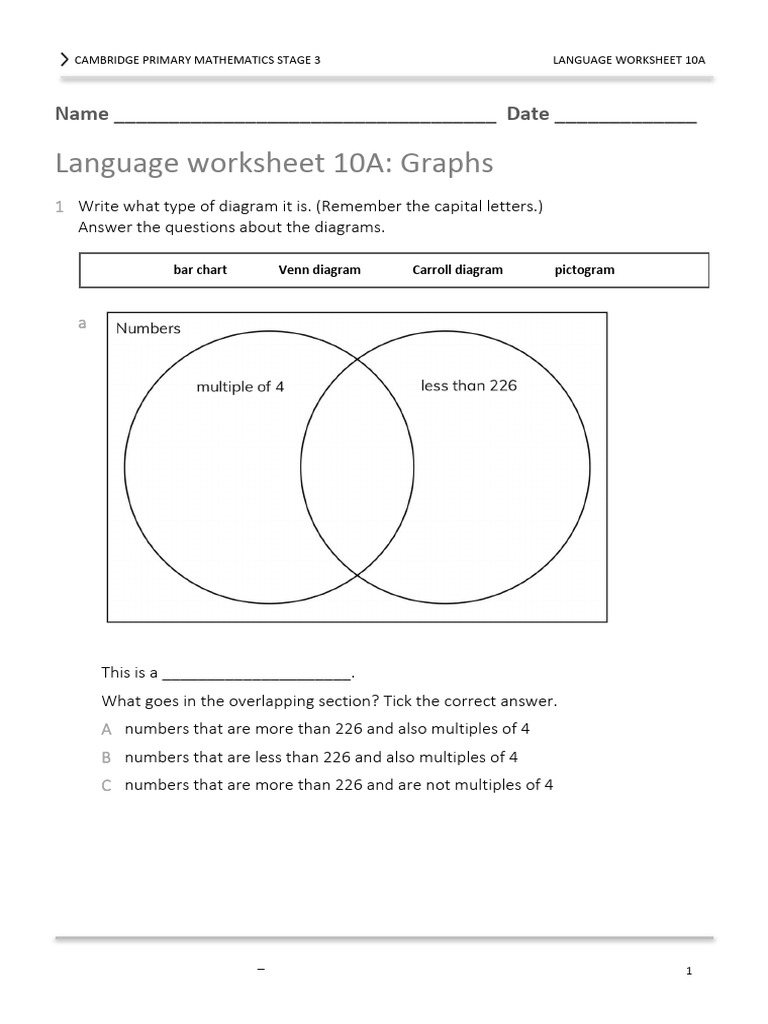 Stage 3 Language Worksheet 10A | PDF | Mathematics