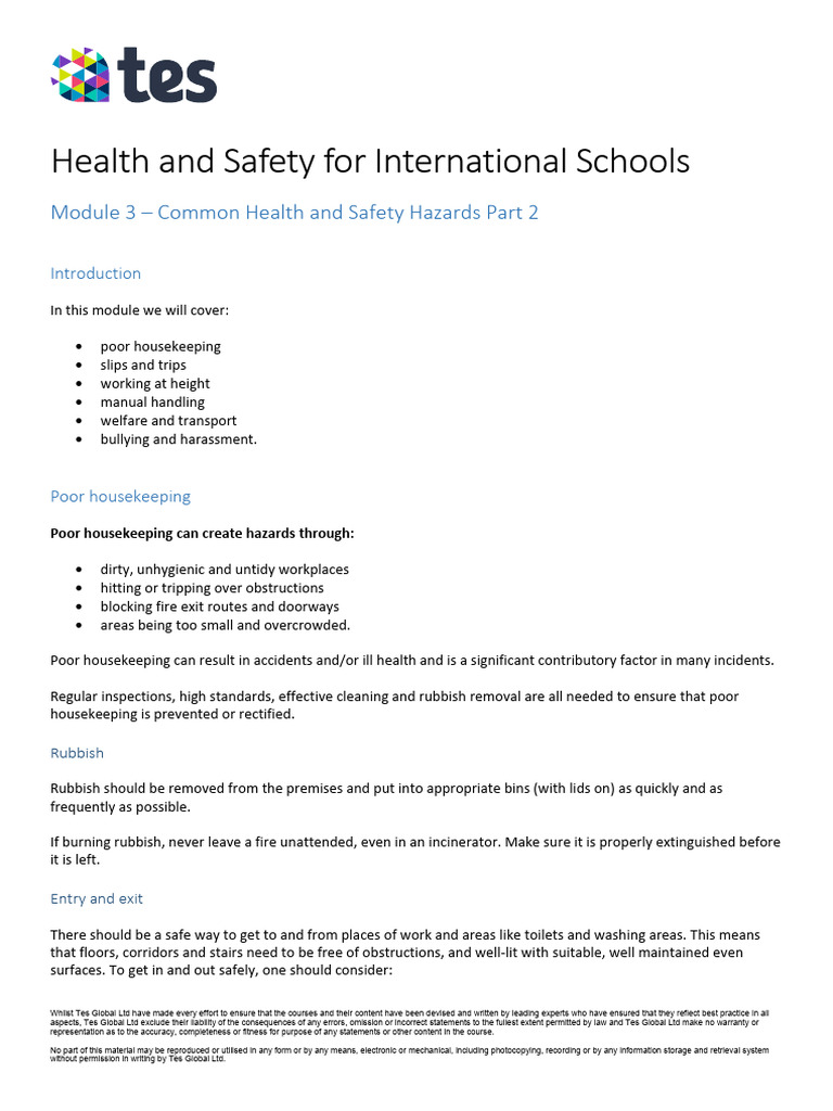 Module 3: Health & Safety Hazards | PDF | Occupational Safety And ...