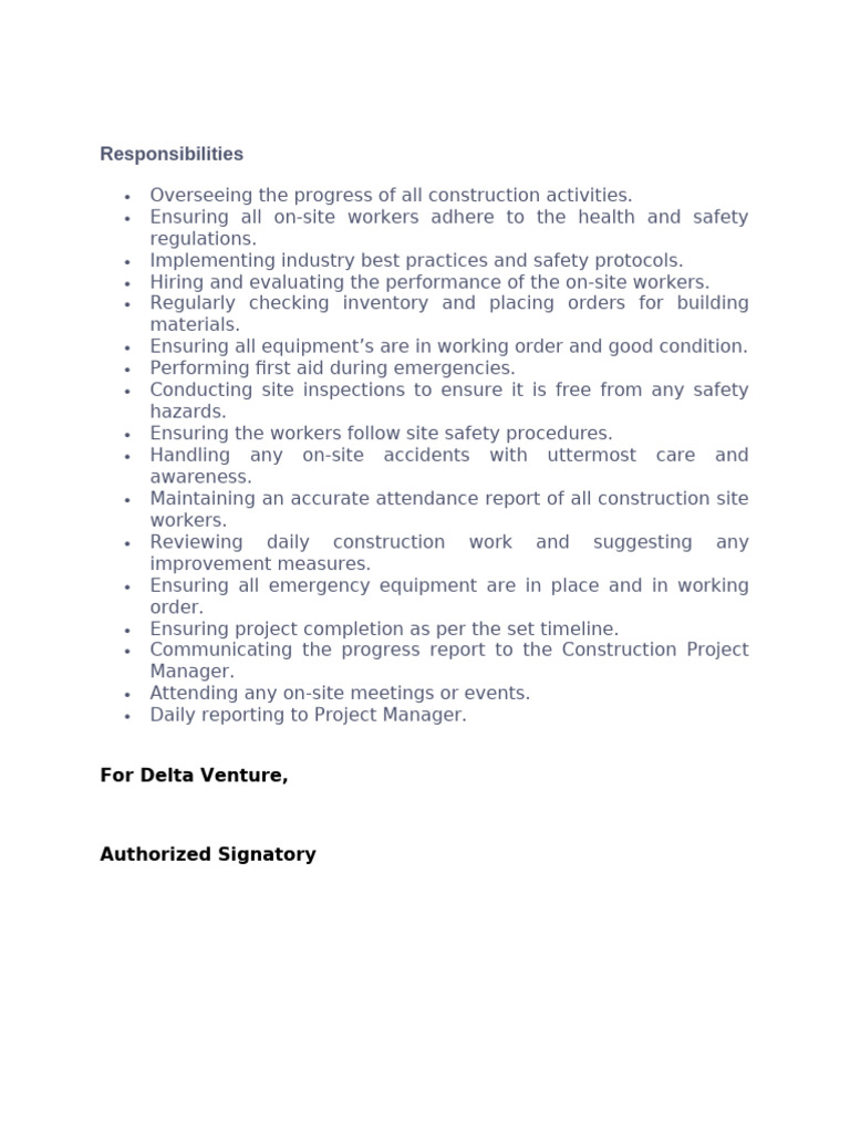 Site Supervisor Responsibilities Guide | PDF