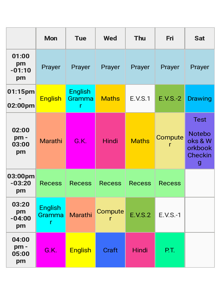 4th E.M. Daily Time Table | PDF
