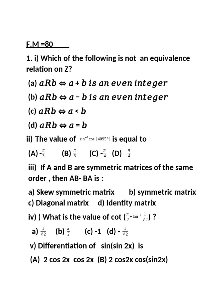 Equivalence Relations and Calculus Problems | PDF | Mathematical ...