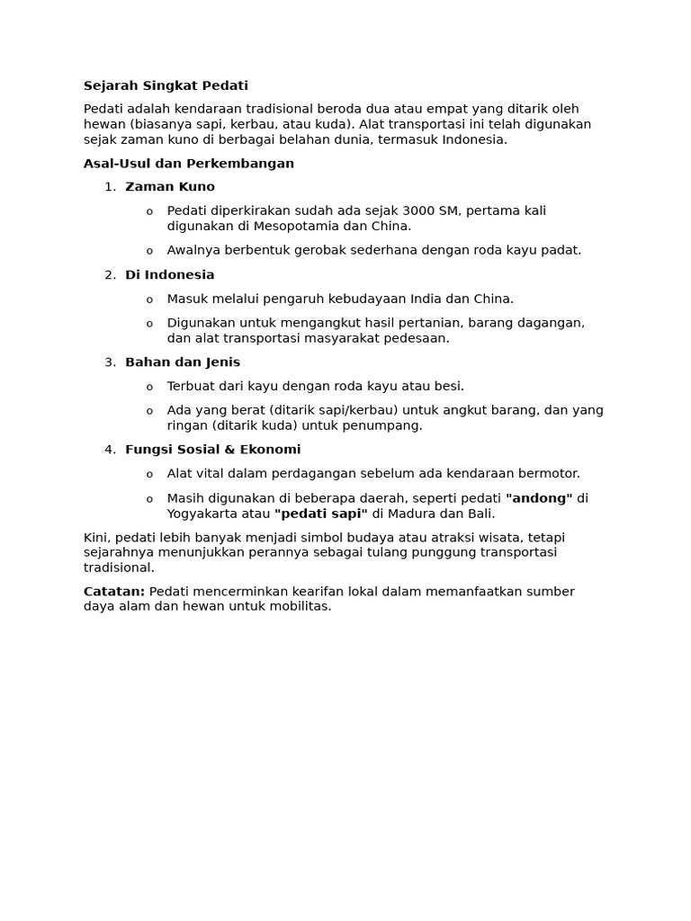 Sejarah dan Fungsi Pedati Tradisional | PDF