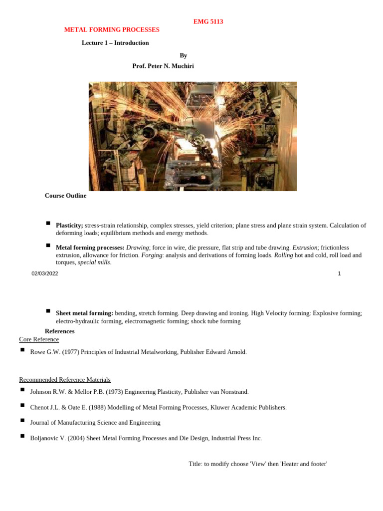 Metal Forming Processes Overview | PDF | Forging | Strength Of Materials