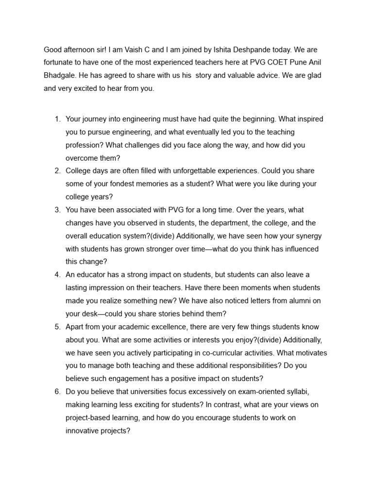 Professor's Talk Questions 2k25 | PDF | Cognition