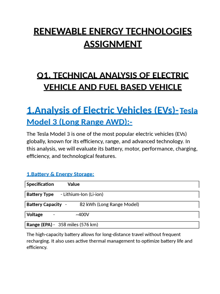 EV vs Gas Vehicle Technical Analysis | PDF | Electric Vehicle ...