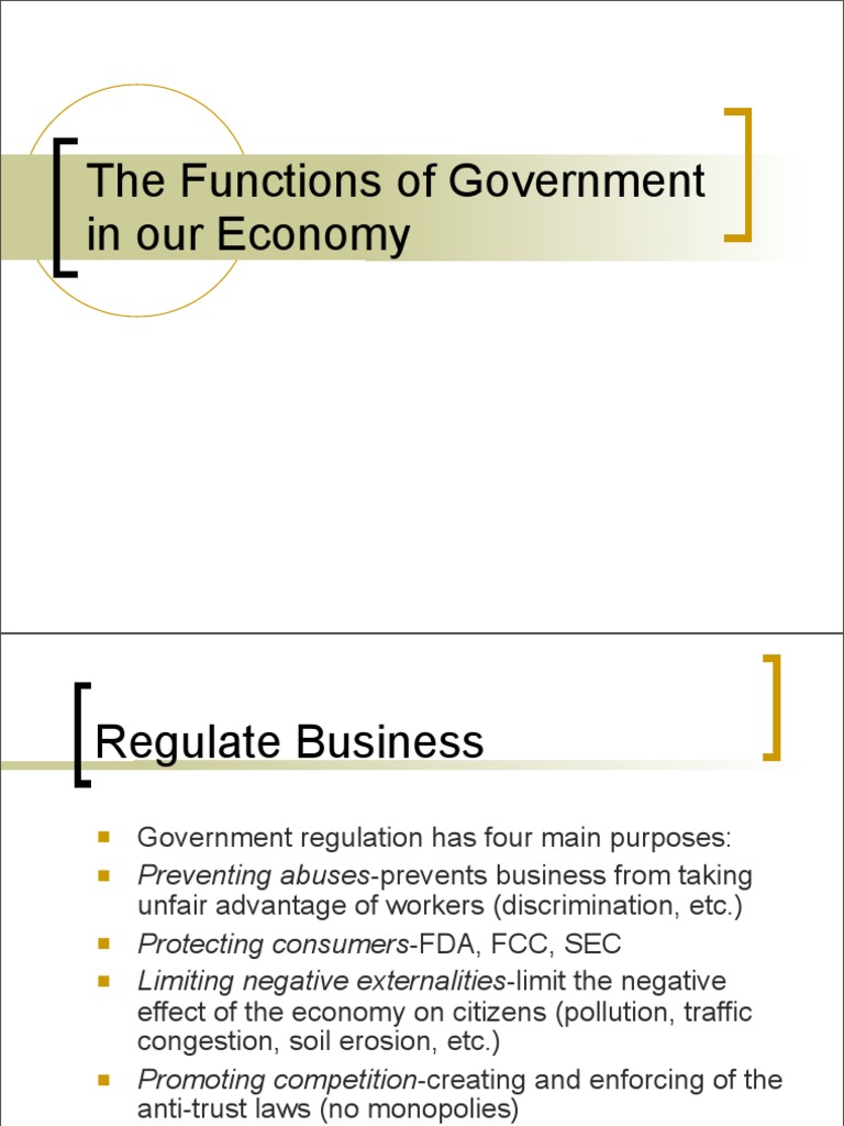 Economic Functions of Government | PDF