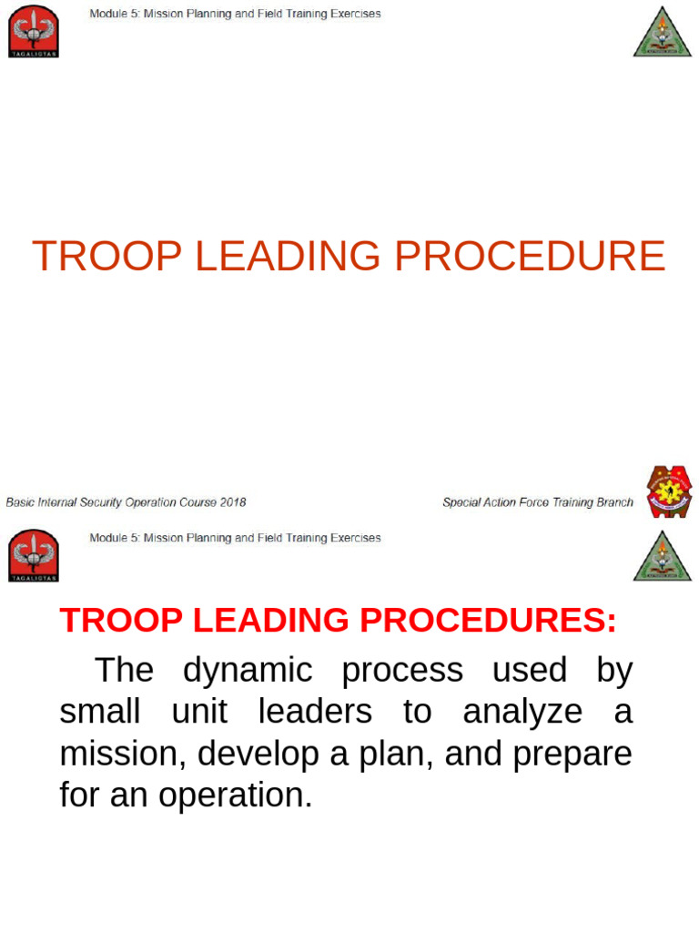Troop Leading Procedures Overview | PDF | Reconnaissance | Military