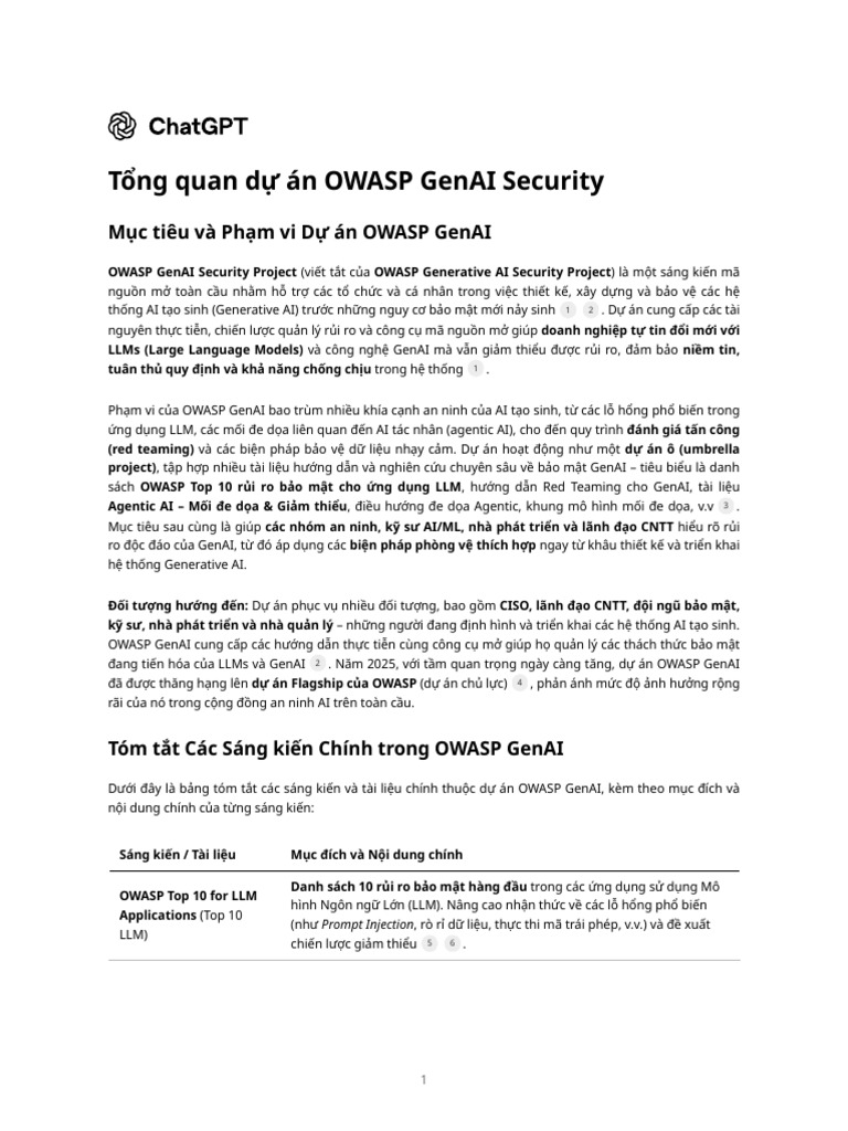 T NG Quan D Án OWASP GenAI Security | PDF