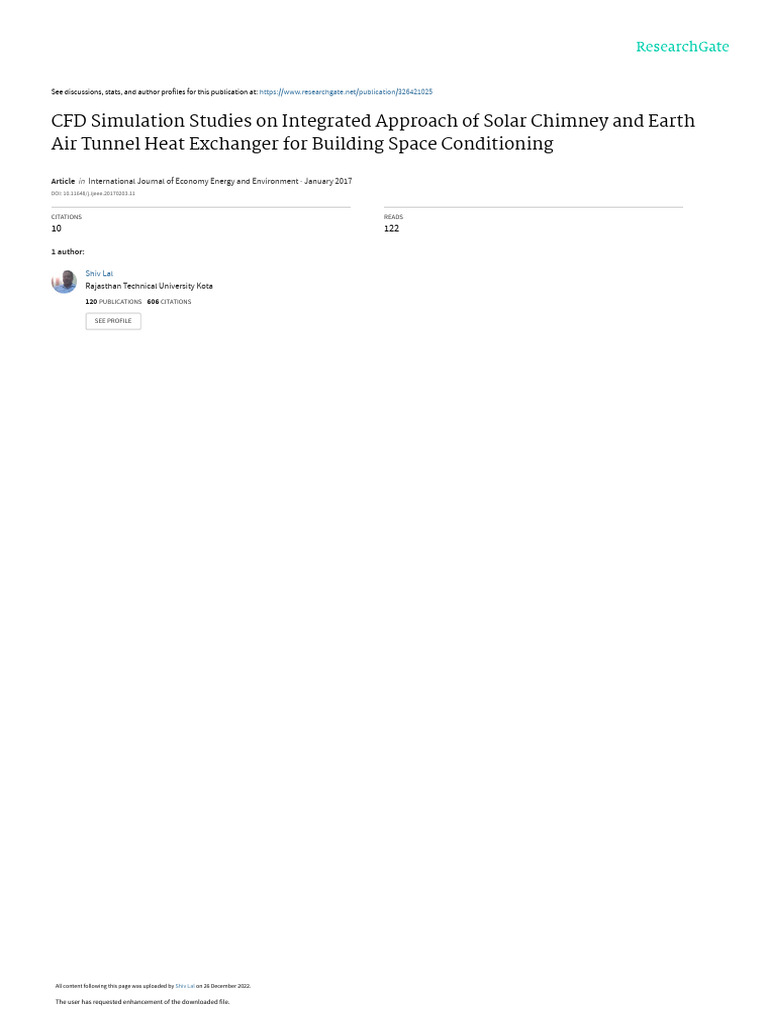 CFD Studies on Solar Chimney & EATHE | PDF | Fluid Dynamics | Turbulence