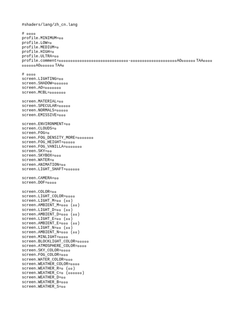 BSL shader - Chinese（BSL光影汉化文件） | PDF