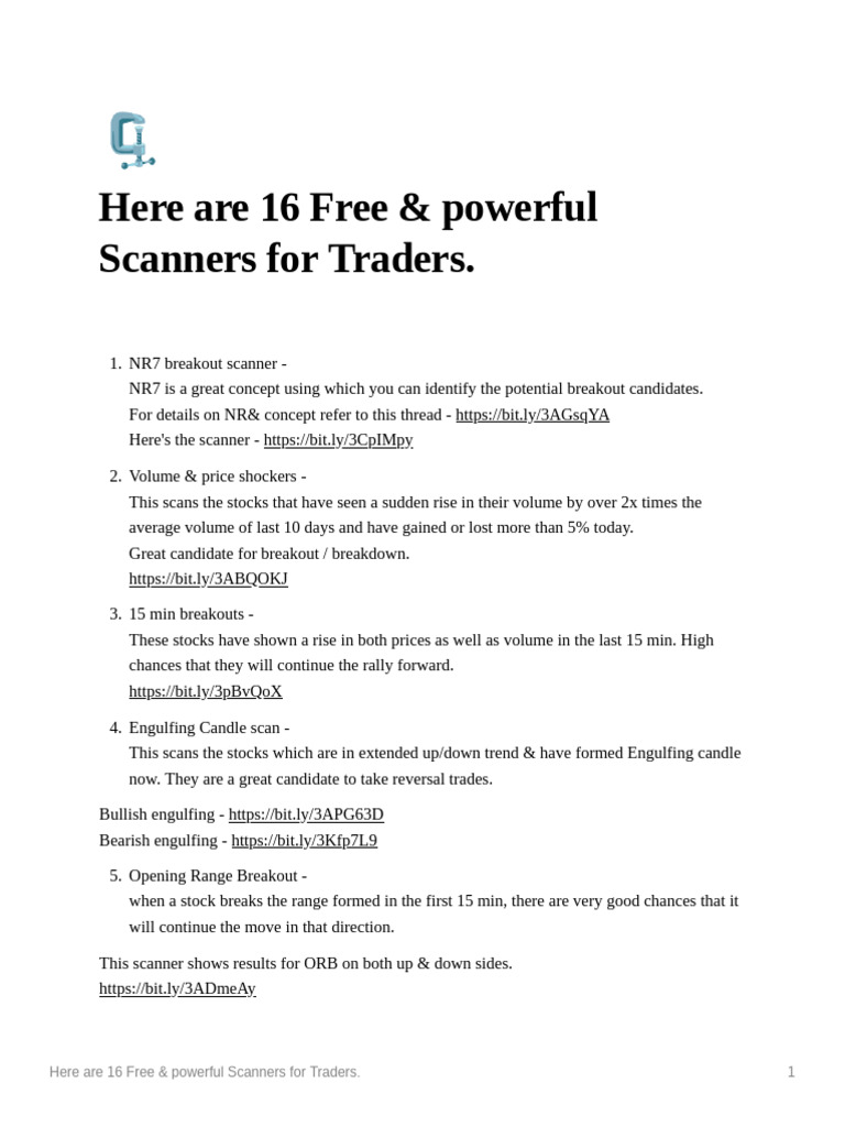 16 Essential Trading Scanners | PDF | Market Trend | Chess