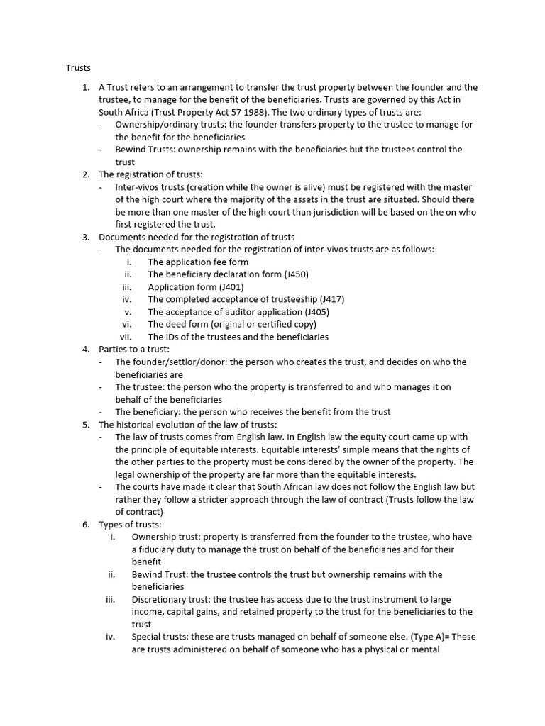 Understanding Trusts in South Africa | PDF | Trustee | Deed Of Trust ...