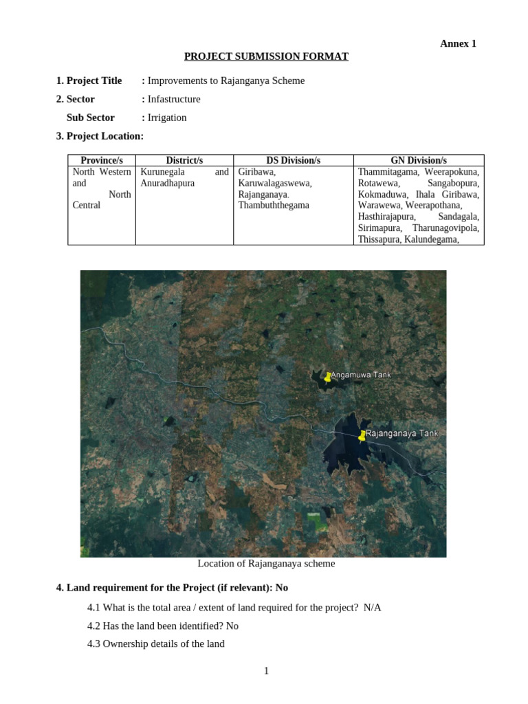 NPD Format Rajanganaya Scheme | PDF | Agriculture | Environmental ...