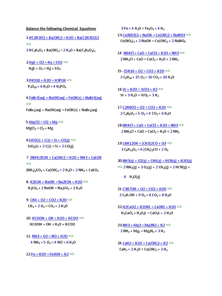 Balancing Chemical Equations Guide | PDF | Chemical Compounds ...