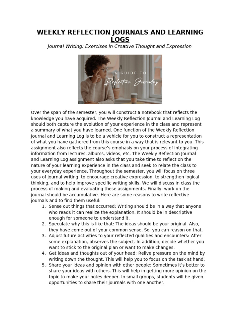 Weekly Reflection Journal Guidelines | PDF