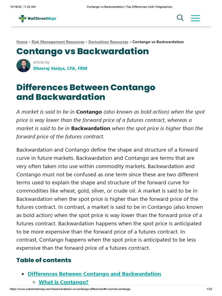 Contango vs Backwardation Explained | PDF | Futures Contract | Spot ...