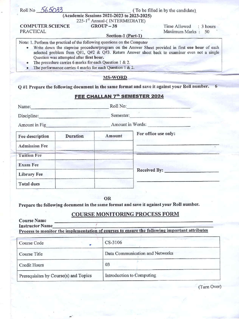 Computer Science Practical Fsc-II Year 2025 Fbis Lahore | PDF