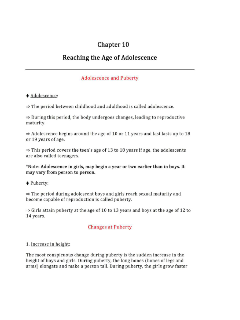 Adolescence Notes | PDF