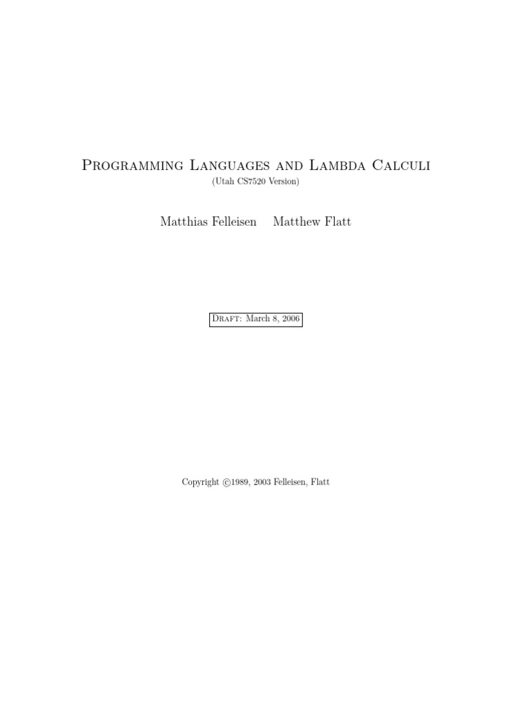 Programming Languages and Lambda Calculus | PDF | Mathematical Proof ...