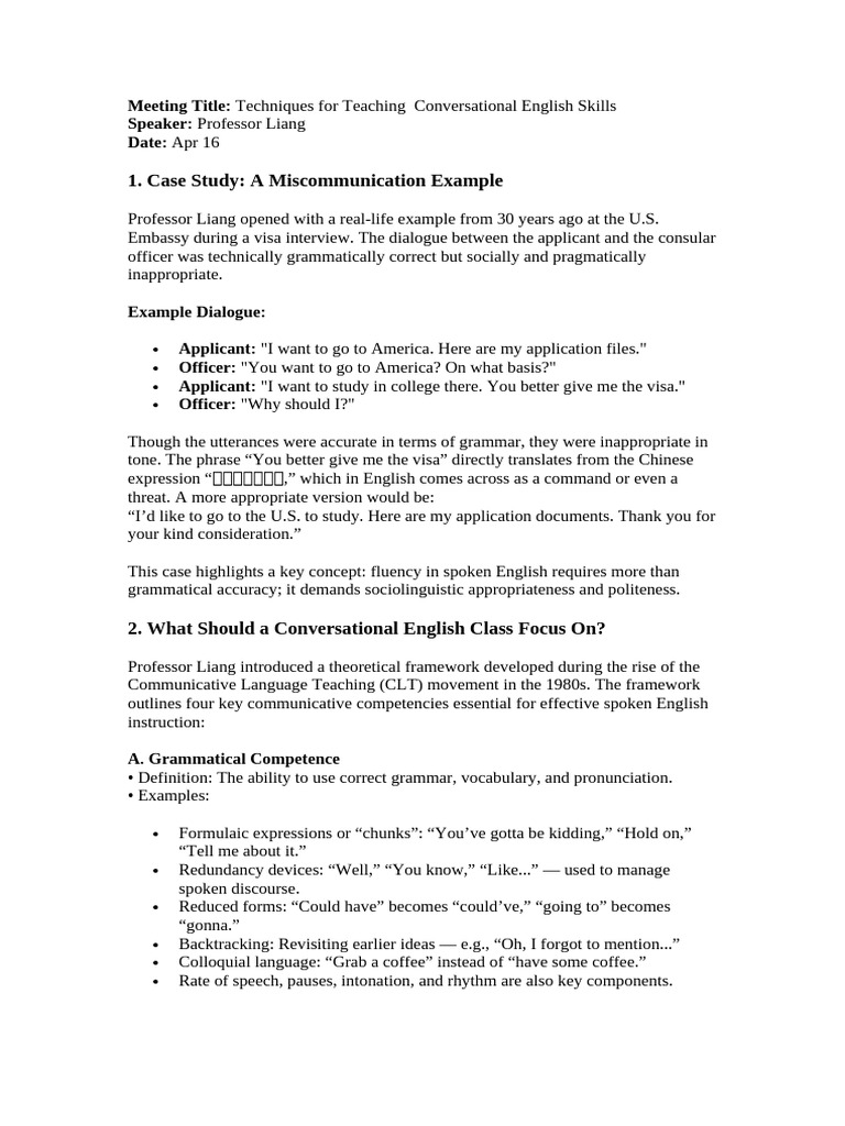 Teaching Conversational English Skills | PDF | Fluency | English Language