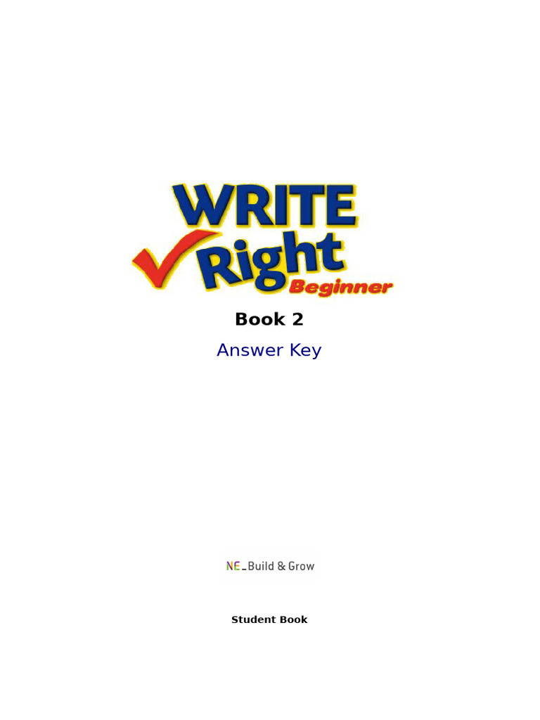 Write Right Beginner 2 Answer Key | PDF | Zoology
