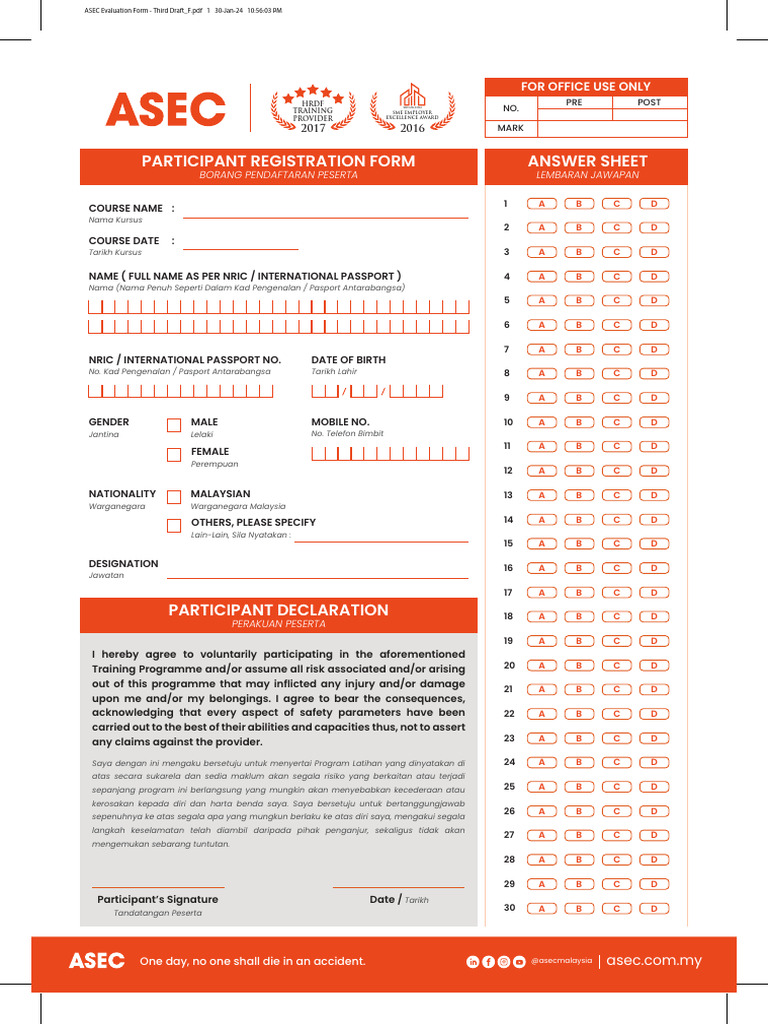 ASEC Evaluation Form - Third Draft - F | PDF