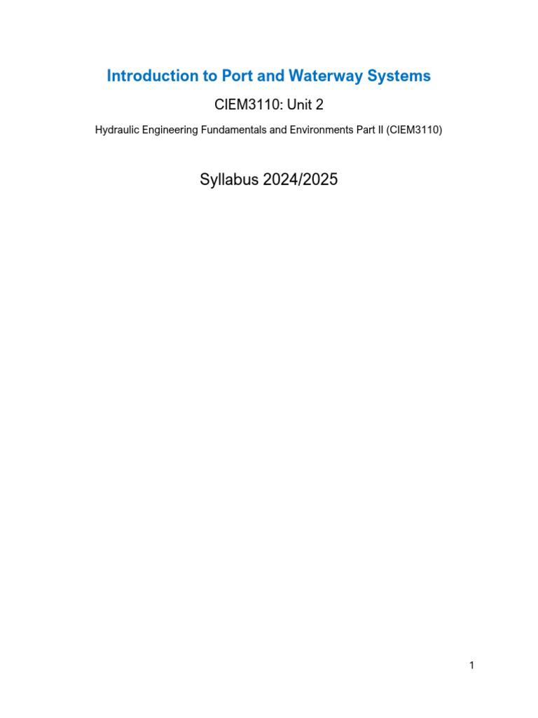 Port and Waterway Systems Syllabus 2024 | PDF | Port | Curriculum