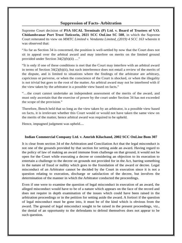 Arbitration - Suppression of Facts | PDF | Lawsuit | Common Law