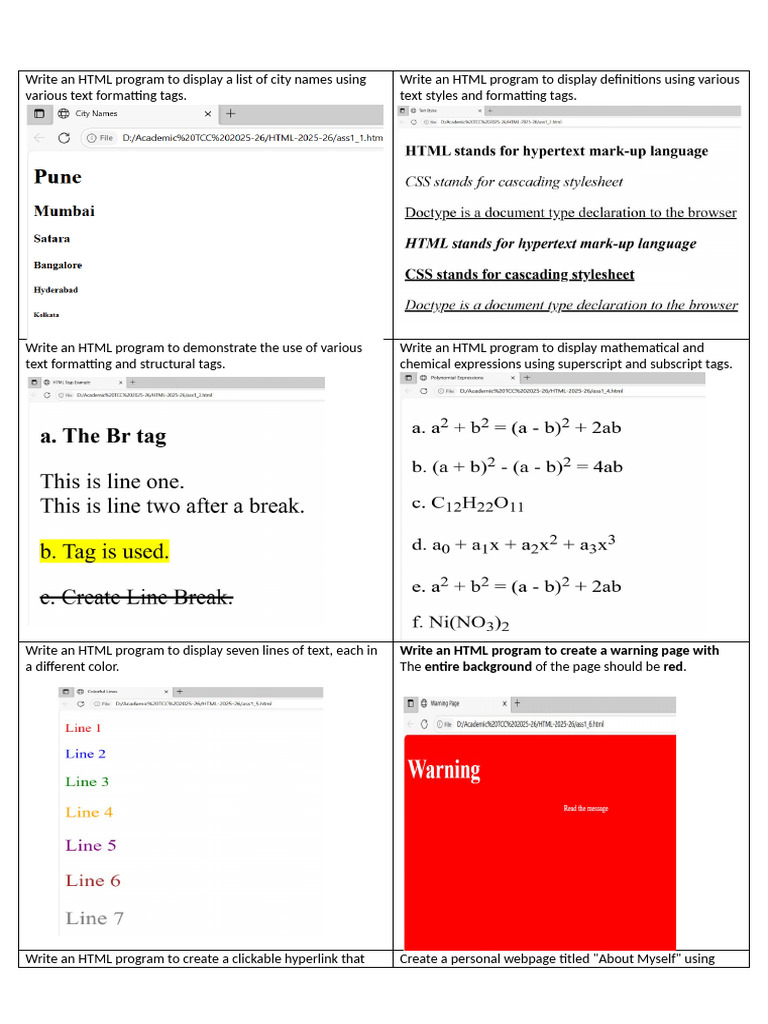 HTML Formatting and List Examples | PDF | Html | Html Element